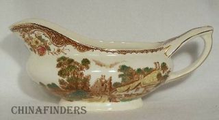 Barker Brothers China Olde England Brown Multi Pattern Gravy Boat