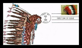 Dr Jim Stamps Us Comanche Indian Headdress First Day Cover Hand Colored