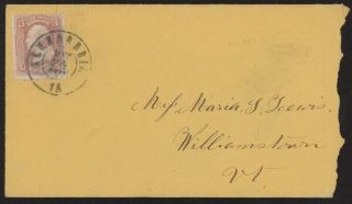 Us 65 On 1863 Civil War Cover W/alexandria Va Pmk To Williamstown,  Vt With Letter