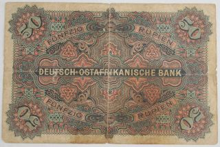German East Africa 1905 50 Rupien Banknote Deutsch Ostafrikanische Bank F,  P 3b 2