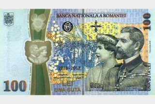 100 Lei 2018 Romania Unc Polymer Banknote Folder