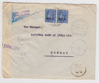 Asmara Eritrea 1944 Gb Abroad Mef Censored Cover To Bombay