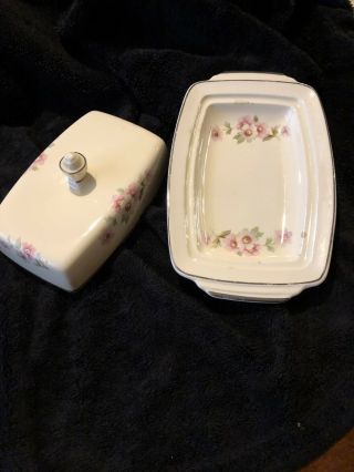 9” Butter Dish And Lid Virginia Rose By Homer Laughlin