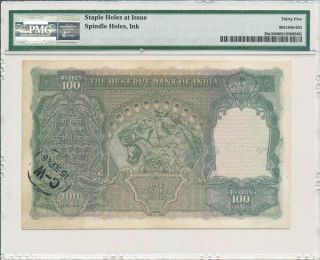 Reserve Bank India 100 Rupees ND (1943) Calcutta PMG 35 2
