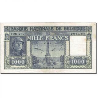 [ 273768] Banknote,  Belgium,  1000 Francs,  1944 - 1945,  1947 - 10 - 07,  Km:128c