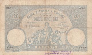 20 Lei Fine Banknote From Romania 1907 Pick - 16 Extra Rare