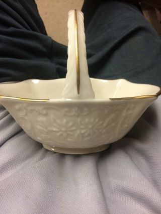 Lenox Gold Trim Basket 6” Candy Dish Small Vase Embossed