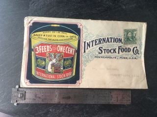 International Stock Food Co Early Advertising Envelope Biggsville Illinois Vtg 2