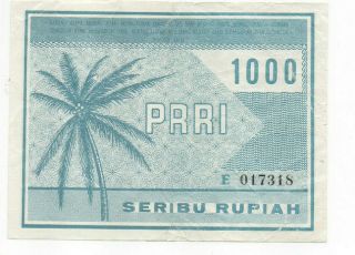 Indonesia 1959 Extremely Rare 1,  000 Rupiah Banknote Prri