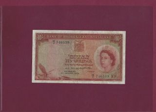 Rhodesia And Nyasaland 10 Shillings 4 August 1956 P - 20 Xf,