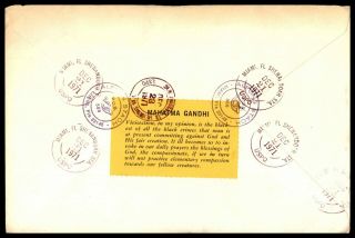 Mahatma Gandhi Quote Tied 1971 Registered Cover Miami Fl To San Angelo Tx