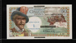 St Pierre Et Miquelon 1 Franc On 50 Francs Gem Unc == Rare