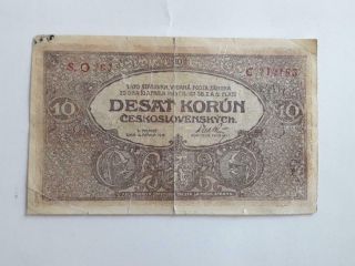 Czechoslovakia Czechoslovakian Czech Banknote 10 Korun 1919
