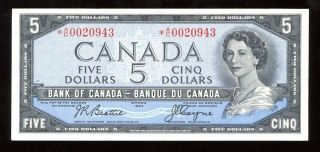 1954 Bank Of Canada $5 Replacement Note - S/n: A/c0020943 - Bc - 39aa