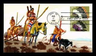Dr Jim Stamps Us Flathead Shoshone Indian Headdresses Hand Painted Fdc Cover