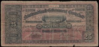 1912 - 13 Newfoundland Government Cash Note - 25 Cents