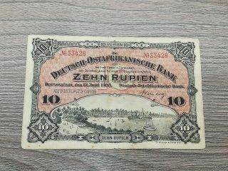 10 Rupien Banknote From German East Africa 1905 Very Rare