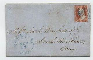 1851 10 Norwich Ct On Folded Letter Blue Cds Norwich Ct [4850.  5]