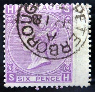Gb 1867 - 6d Plate 9 With Peterborough Cds Bs807