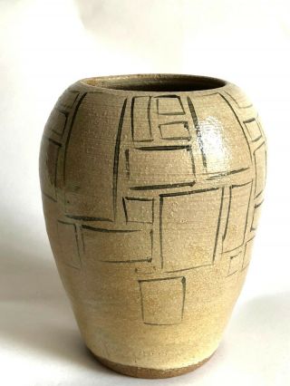 Mid Century Modern Geometric Studio Pottery Vase