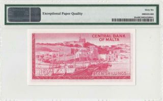 1967 CENTRAL BANK OF MALTA 10 SHILLINGS RARE ( (PMG 66 EPQ)) 2