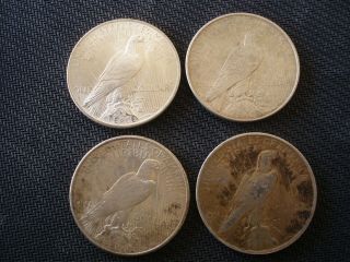 4 Peace Silver Dollars 3 - 1922 & 1 - 1923 2