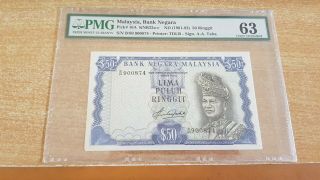 Malaysia 50 Ringgit 1981 - 1983 Pmg 63 W/ Remarks Note