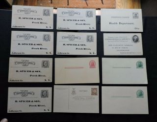 Lot X12 Us Postal Stationery Cards 1800s,  Philippines,  Canal Zone,  Advertising