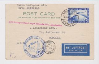 Germany Stamps 1929 Graf Zeppelin Flight Card 1st Usa Flight York Cachet