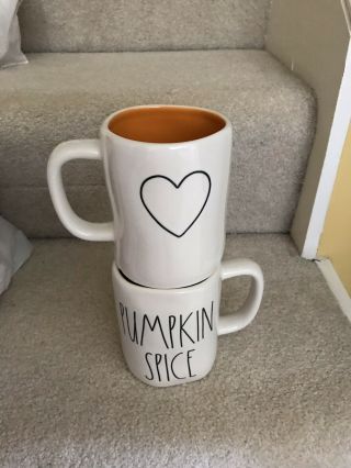 Rae Dunn White & Orange Pumpkin Spice Coffee Cup Mug