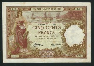 Djibouti 500 Francs 1938 Rare See Image