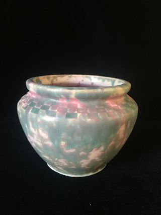 Arts & Crafts Burley Winter Pottery Mauve/pink And Green Jardiniere Planter