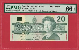 1991 $20 Bank Of Canada Note - Pmg Specimen Gem Unc - 66 Epq