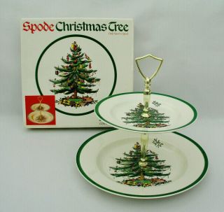 Spode Christmas Tree S3324 - Double Tier Serving Tray - England - W/ Box