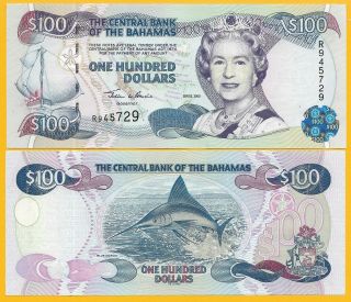 Bahamas 100 Dollars P - 67 2000 Unc Banknote
