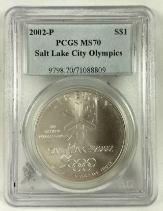 2002 P Salt Lake City Olympics Commemorative Silver Dollar Pcgs Ms70