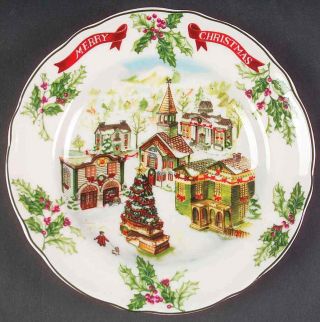 Charter Club Winter Garland Merry Christmas Accent Luncheon Plate 7605880