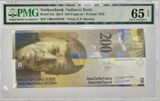 Switzerland 200 Franken 2013 P 73 Gem Unc Pmg 65 Epq