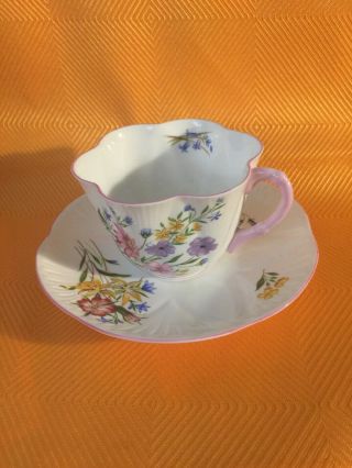 Shelley Fine Bone China Tea Ware 13668 " Wild Flowers " Cup & Saucer