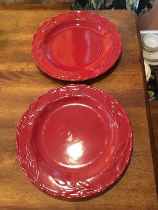 Set Of 2 Signature Bella Red (ruby) Debby Segura Dinner Plate Vgc