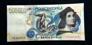 1997 Italy Rare Banknote 500000 Raffaello Gem Unc Fds Consecutive