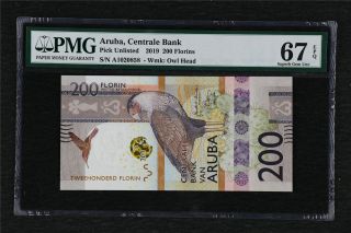 2019 Aruba Central Bank 200 Florins Pick Unlisted Pmg 67 Epq Gem Unc