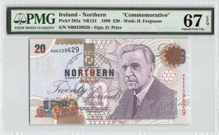 Northern Ireland - Northern Bank 1999 P - 202a Pmg Gem Unc 67 Epq 20 Pounds