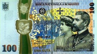 Romania 100 Lei 2018 Commemorative Polymer Note,  Folder King & Queen Note