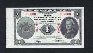 Netherlands Indies One Gulden 1943 P111s Specimen Aunc - Unc