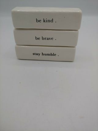 Set Of 3 Rae Dunn By Magenta Office Desk Plaque Paperweight Be Kind Stay Humble