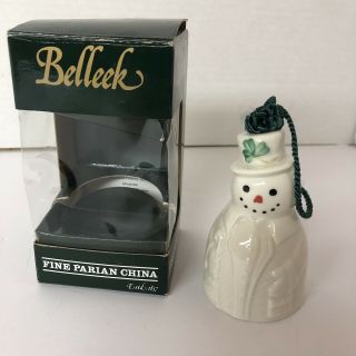 Belleek Irish Snowman Christmas Bell Fine Parian China Made In Ireland