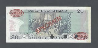 Guatemala 20 Quetzales ND (1972 - 83) P62s Prefix A Specimen TLDR N1 AUNC - UNC 2