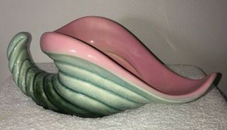 Hull Art Pottery 64 Cornucopia Horn Of Plenty Planter Pink And Green Ombre