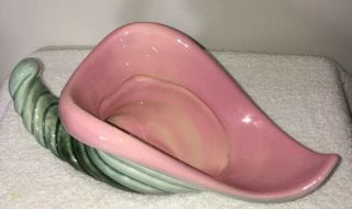 Hull Art Pottery 64 Cornucopia Horn of Plenty Planter Pink and Green Ombre 2